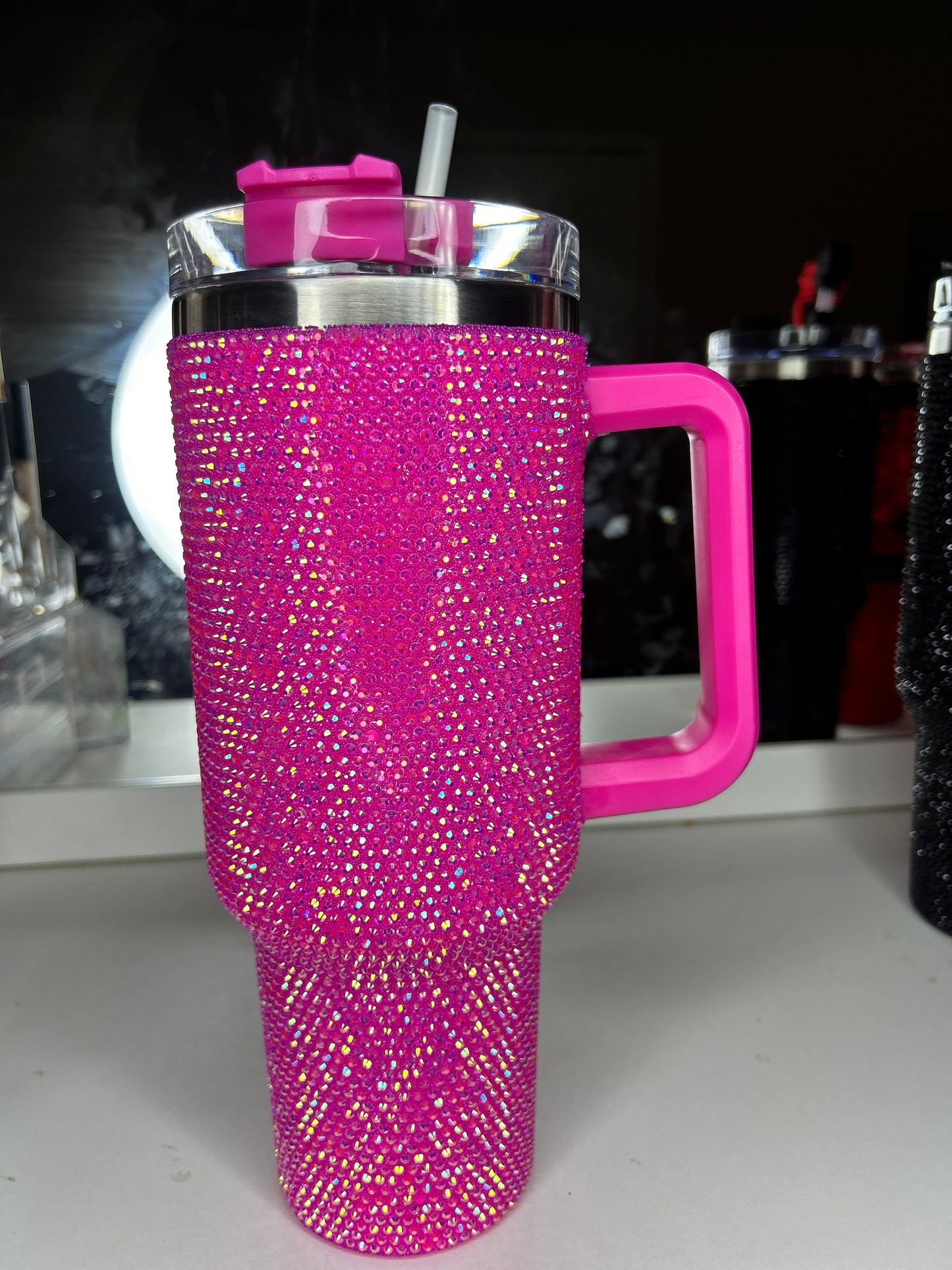 Pink glitter 40 ounce Tumblr