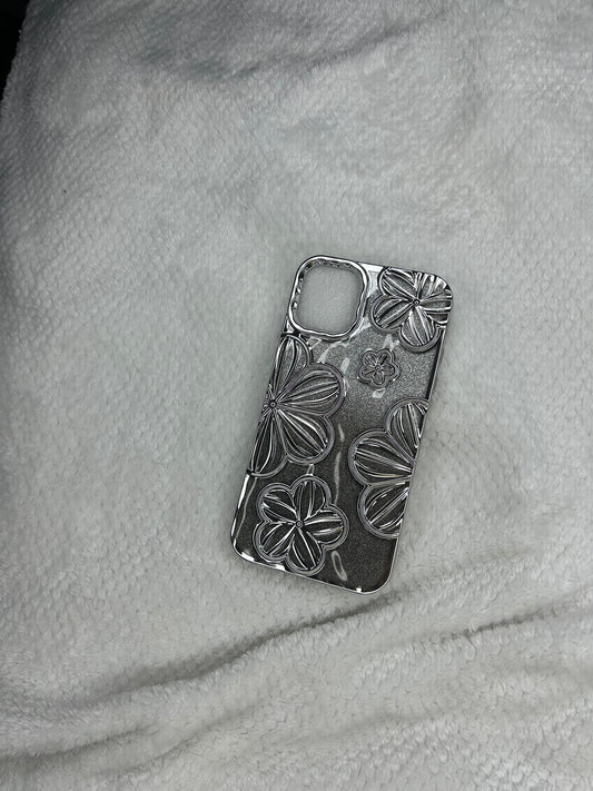 Silver flowers iPhone 11 & XR case