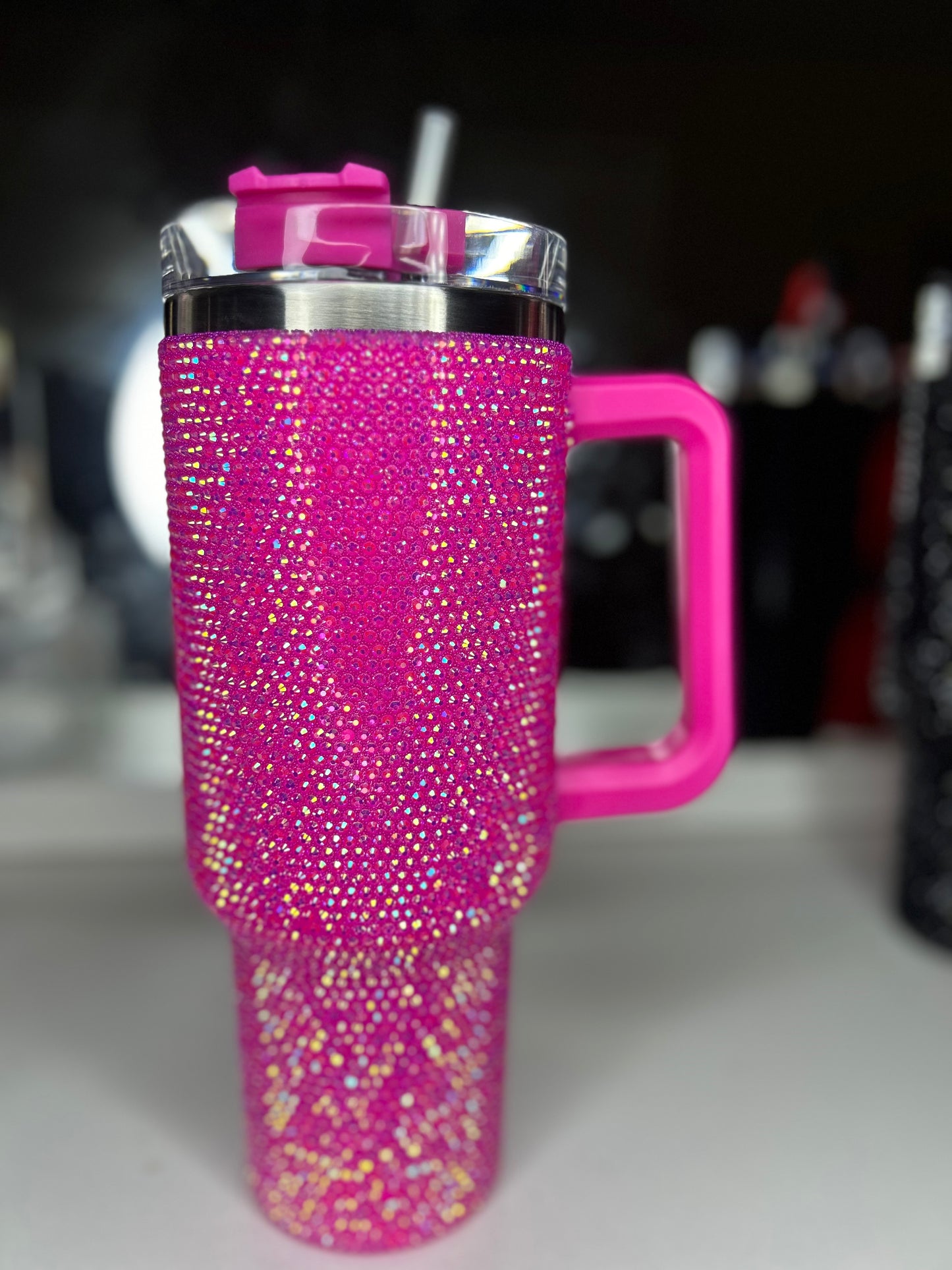 Pink glitter 40 ounce Tumblr